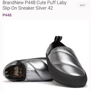 P448 Kids Metallic Silver Slip-On Sneakers